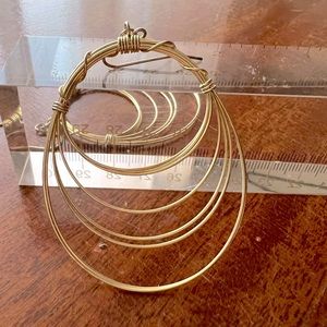 Gold loop earring, wire loops, dangle